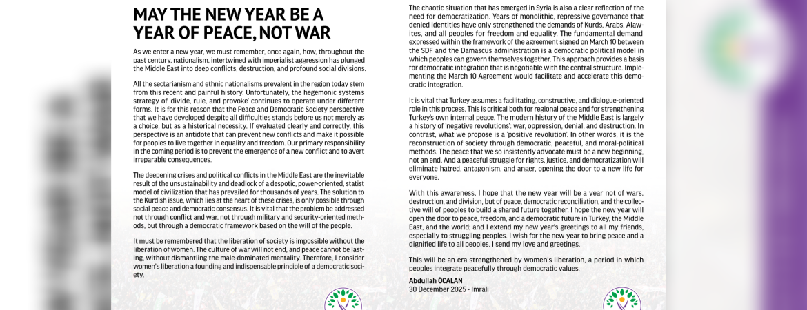 May the new year be a year of peace, not war