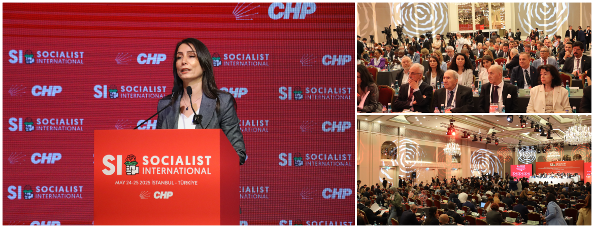 Hatimoğulları Sosyalist Enternasyonal’de konuştu: Barış mücadelesini dünya ölçeğinde birlikte örgütlemeyi teklif ediyoruz