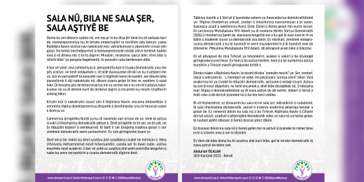 Sala Nû, bila ne sala şer, sala aştiyê be