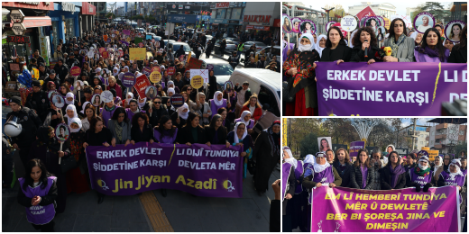 Yasak ve engellemelere karşı 25 Kasım eylemlerinde "Jin Jiyan Azadî" sloganı yükseldi